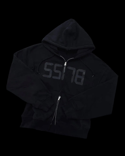 BLACKOUT ZIP UP HOODIE